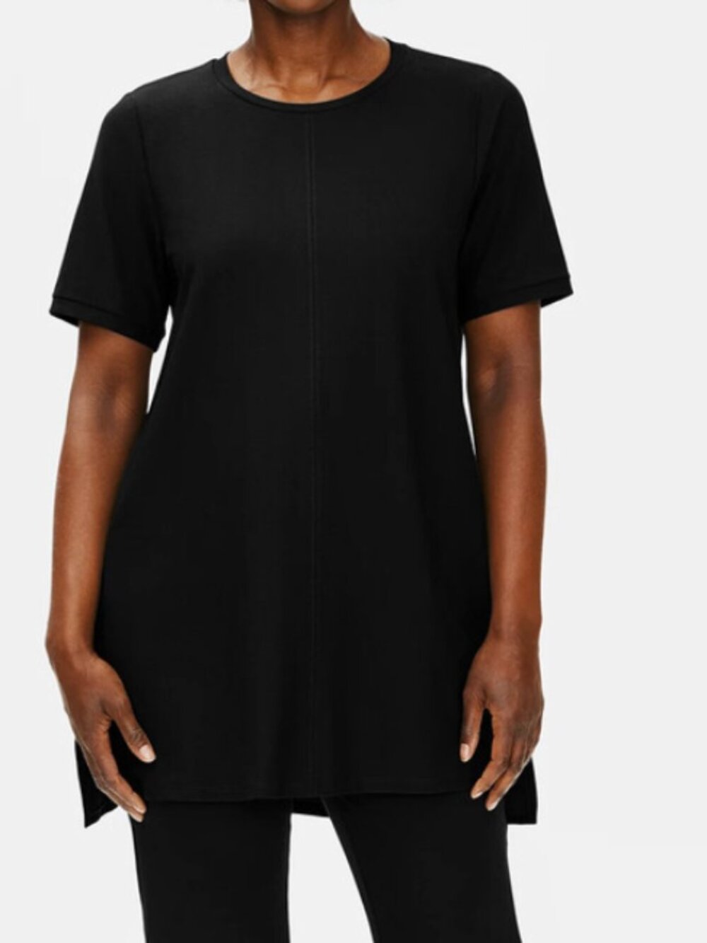 NWT Eileen Fisher Washable Stretch Crepe Crew Neck Tunic